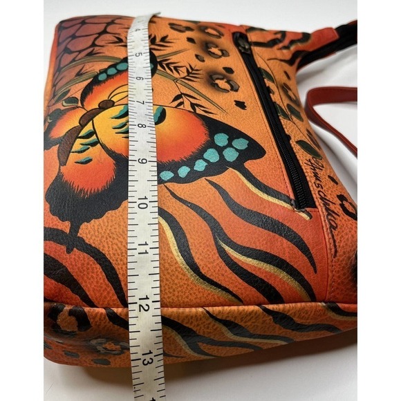 NWT Anuschka Painted Leather Shoulder Purse Wallet Set Women’s Orange - Picture 4 of 10